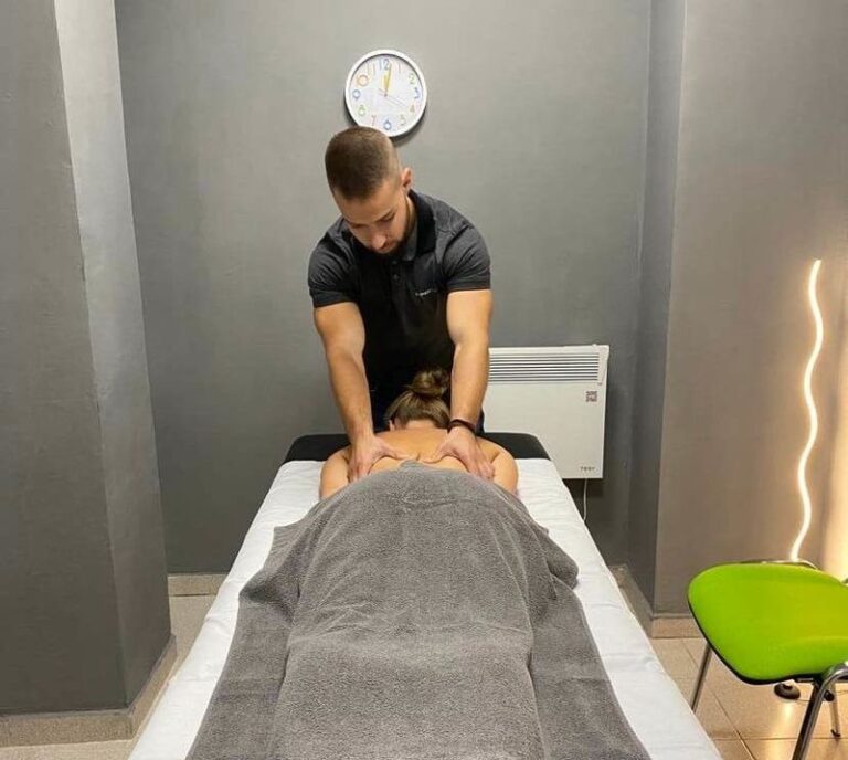 Kaloyan Zarkov giving a massage at the practice