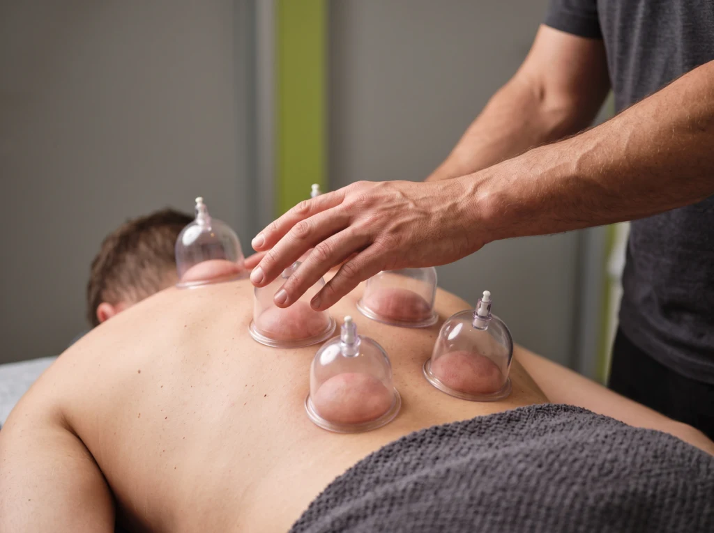 Cupping on a patient’s back